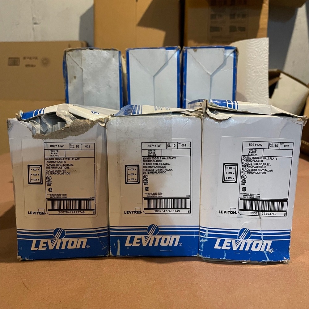 30-Pack Leviton 80711-W 3-Gang Toggle Wallplate White Thermoplastic Bulk Lot